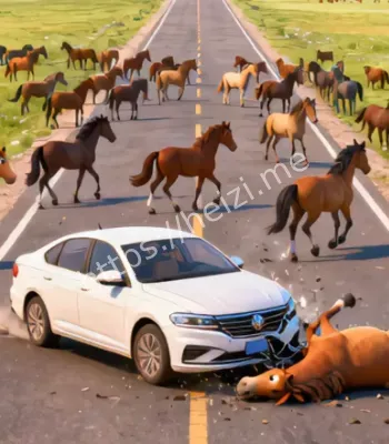 游客自驾撞到马群致6匹马死亡